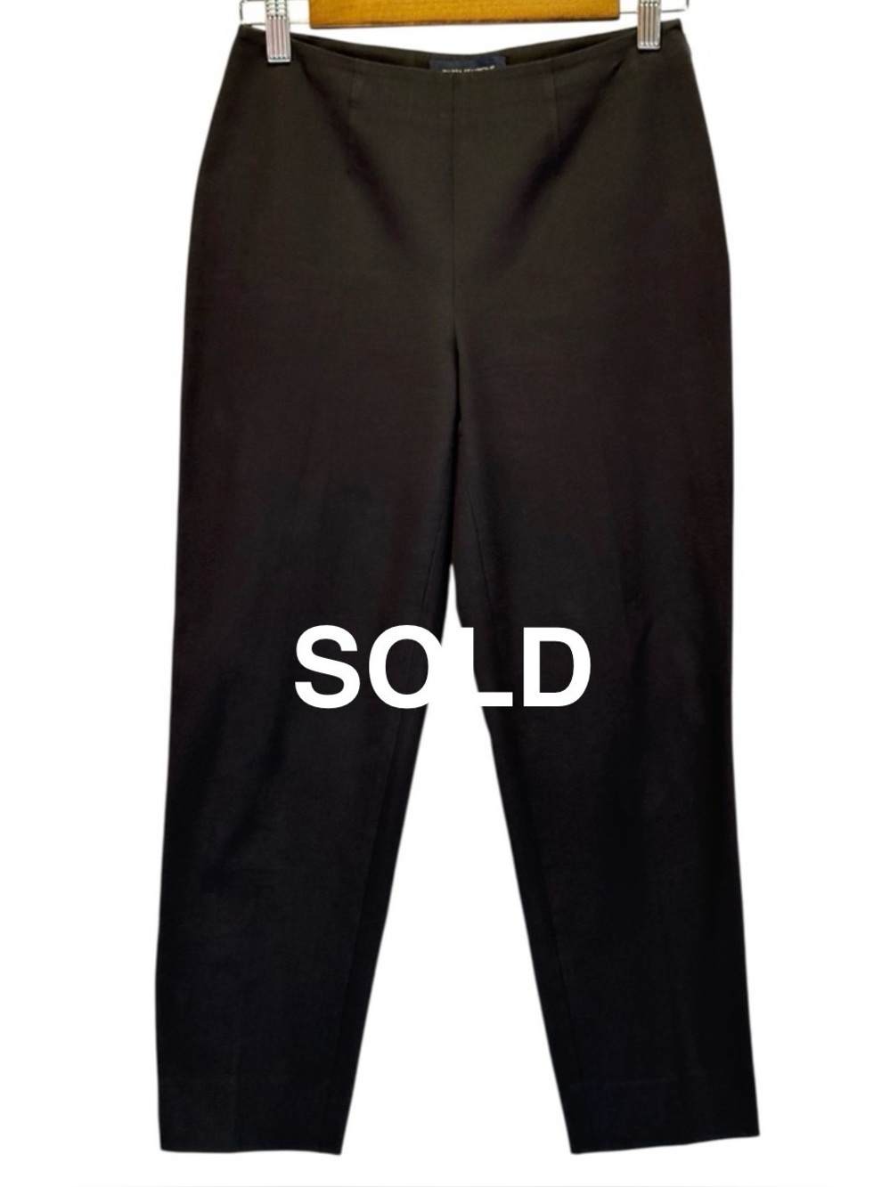 Piazza Sempione Black Audrey Slim Leg Side Zip Slit Hem Trousers Pant Size 40/26